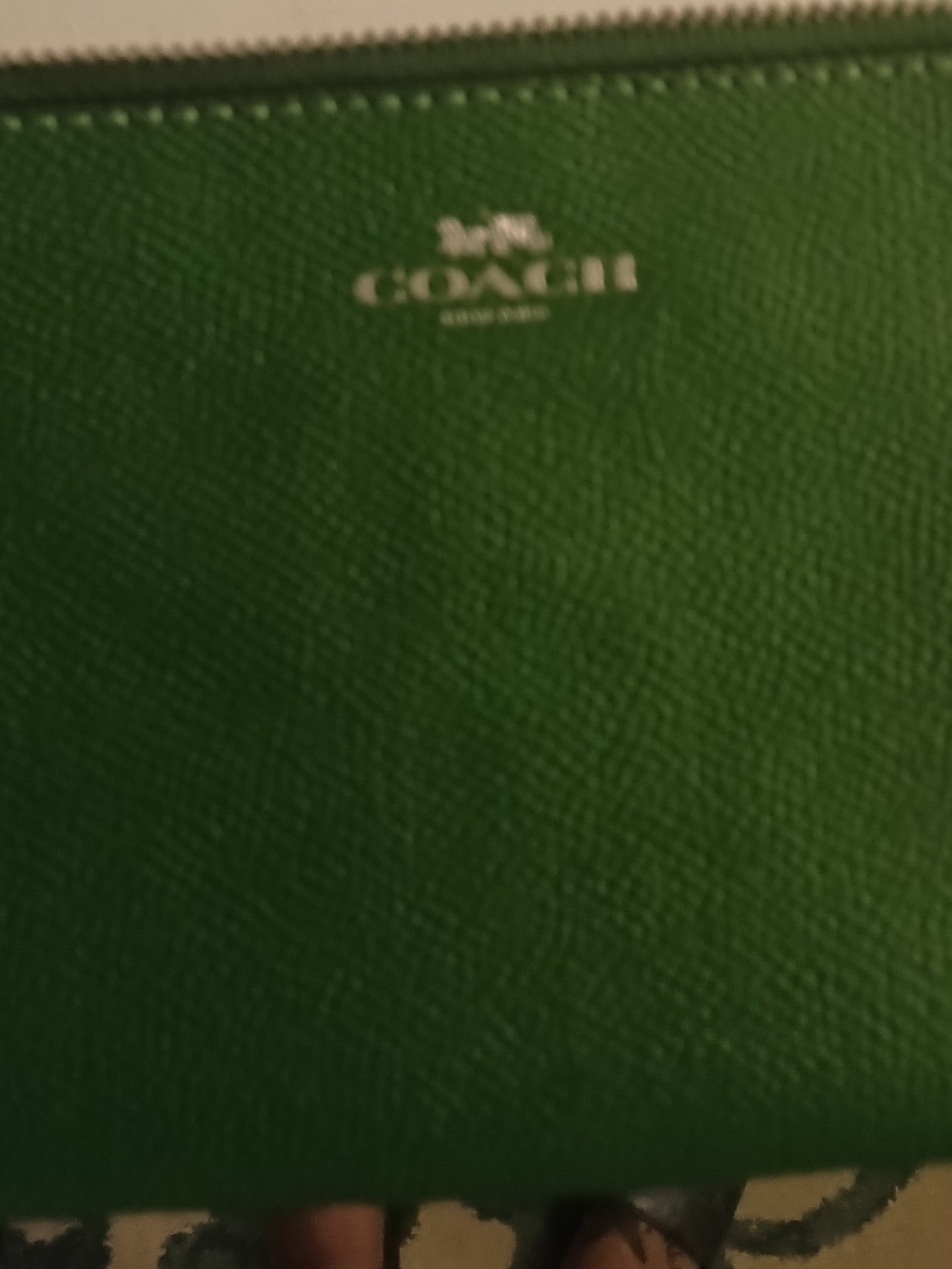 Coach Green Pebbled Leather wristlet